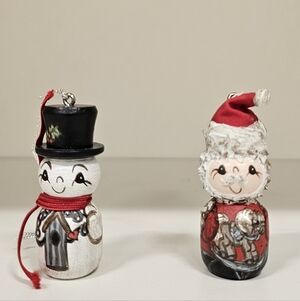 Vintage & RARE MMS Festive Snowman and Santa Ornaments (Qty. 2)